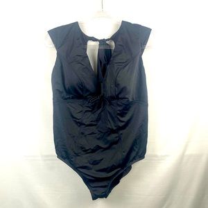 Black one piece bathing suit halter top 16W-18W